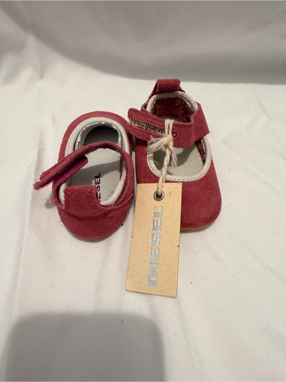 Baby Pink Suede Mary Jane Shoes Size 4 Infant Velcro - Diesel